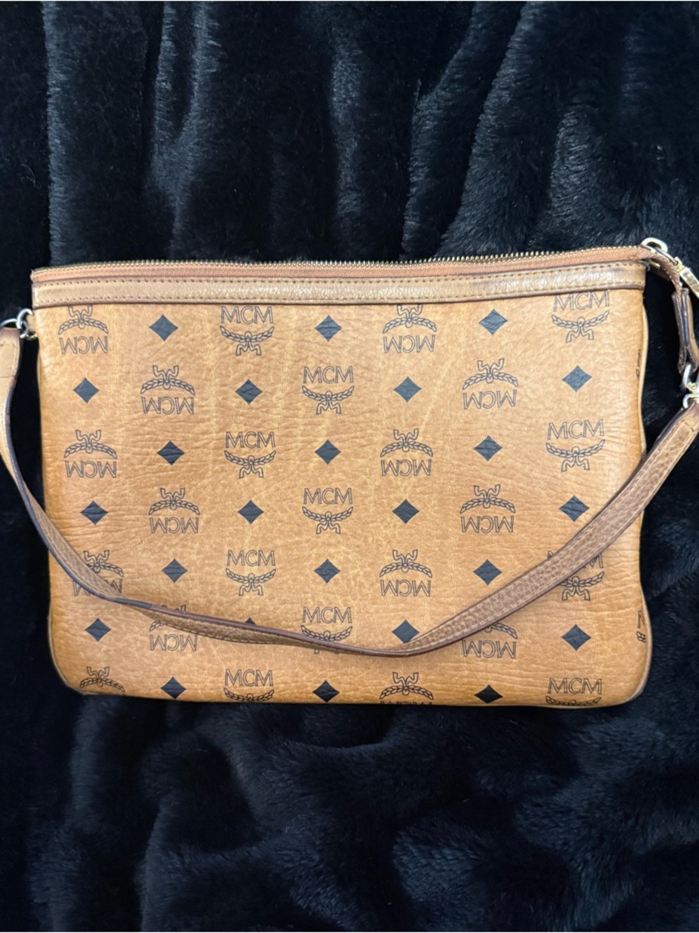 MCM Visetos monogram shoulder bag — 
cognac brown